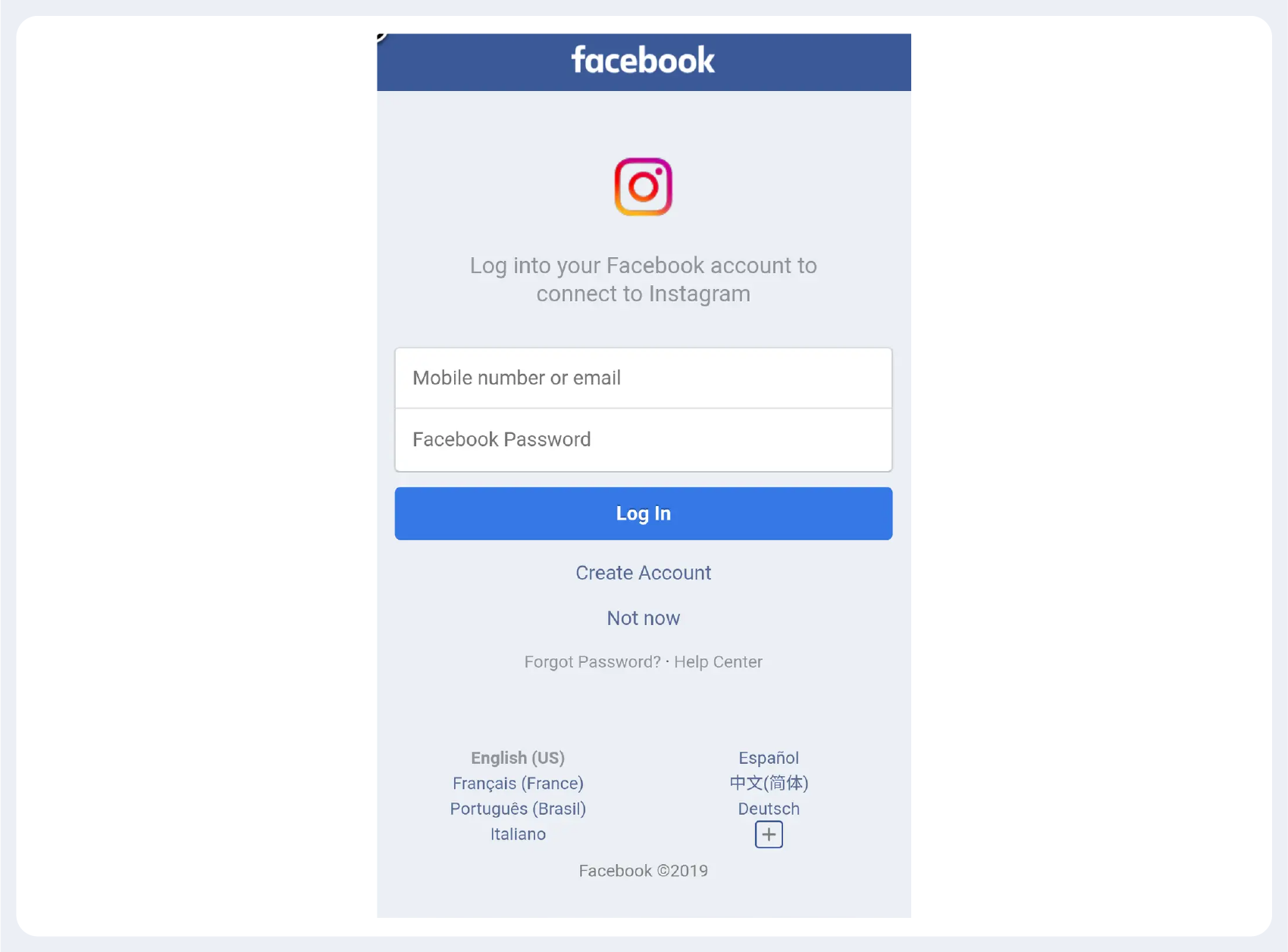 connect instagram with facebook