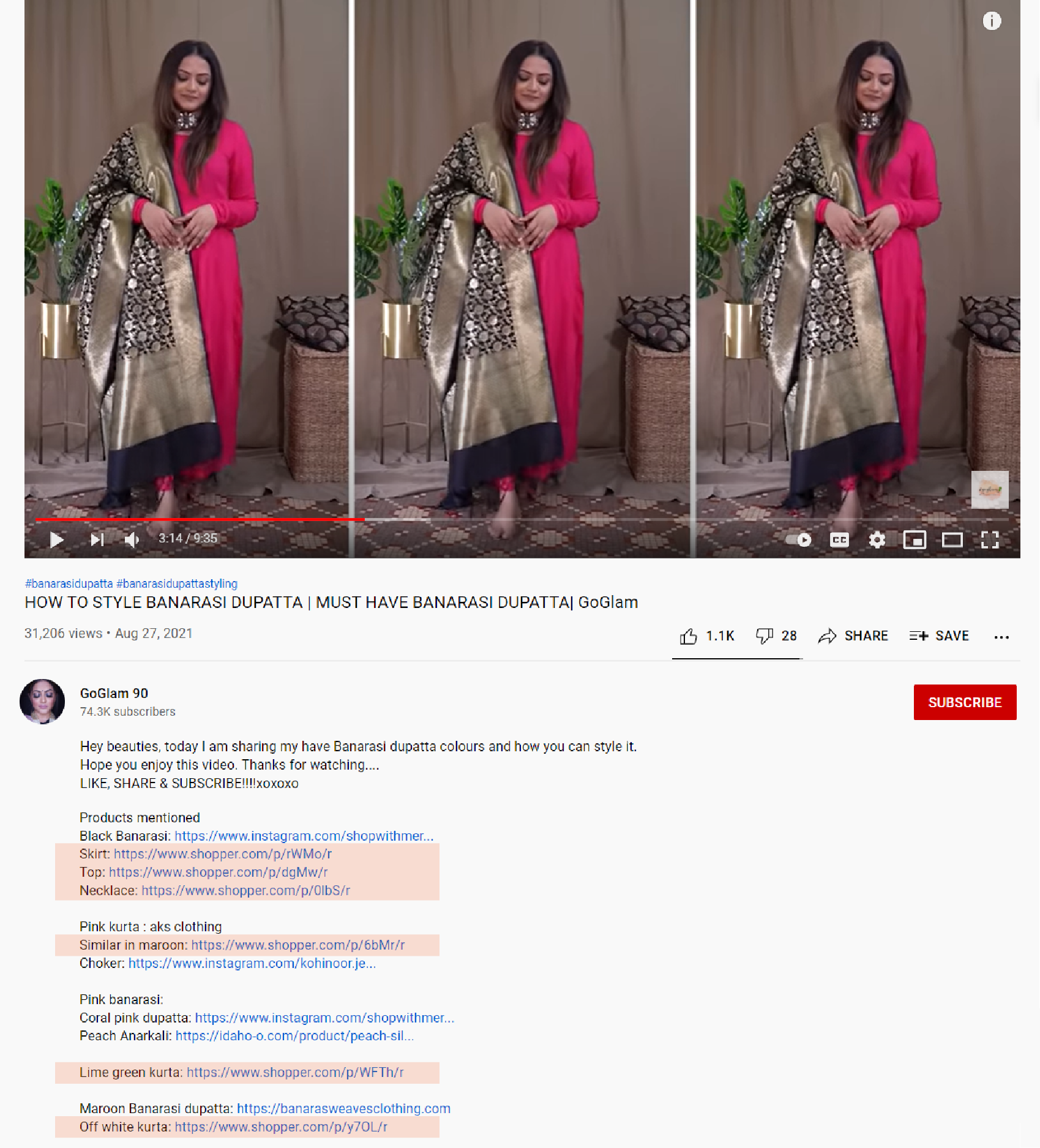 adding products one by one in the video description