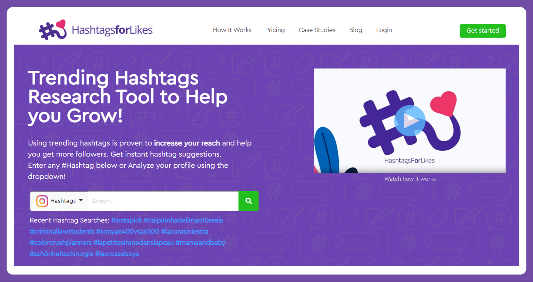 HashtagsforLikes homepage