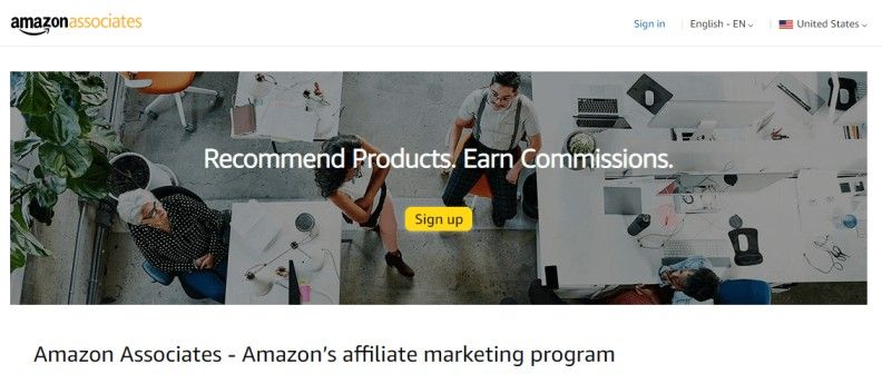 Example of Amazon affiliate program